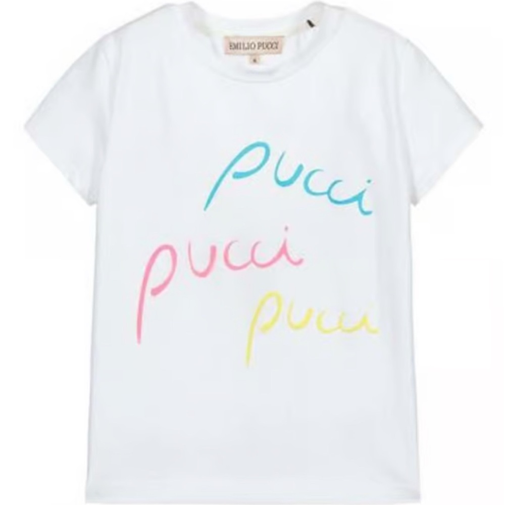 Emilio Pucci Kids Tee with Pink, Blue, and Yellow Accents